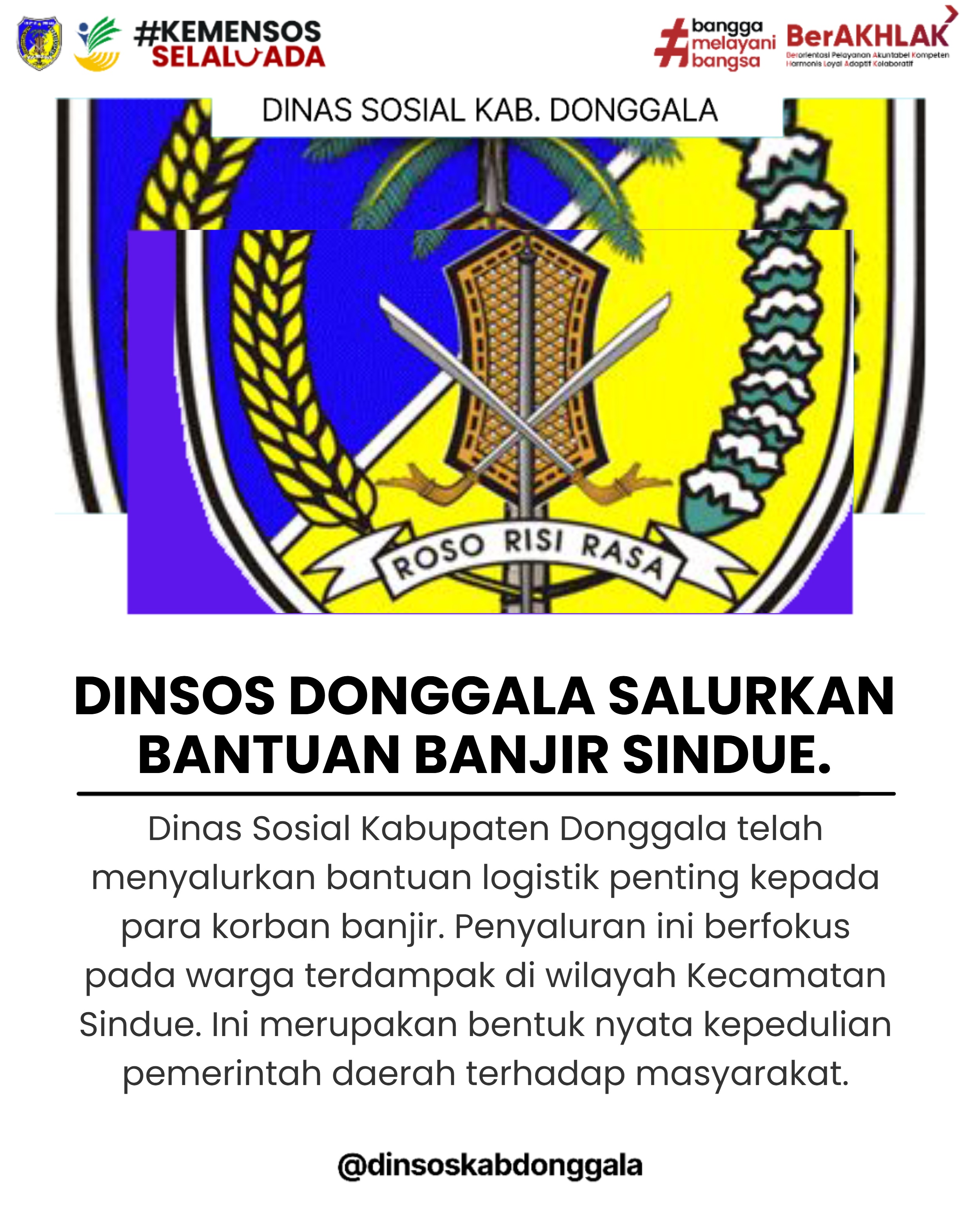 DINAS SOSIAL KABUPATEN DONGGALA SALURKAN BANTUAN LOGISTIK MENDESAK UNTUK KORBAN BENCANA BANJIR DI KECAMATAN SINDUE
